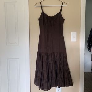 Ann Taylor LOFT Brown Ruffled Midi dress